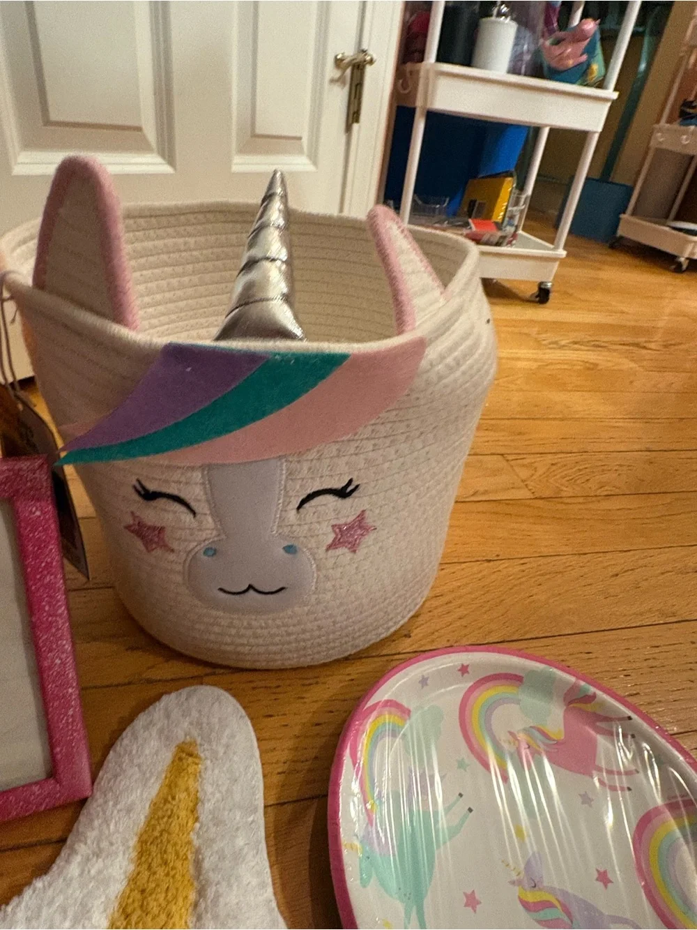 11 piece UNICORN BUNDLE! Rug, shower curtain bin raft frame & more!